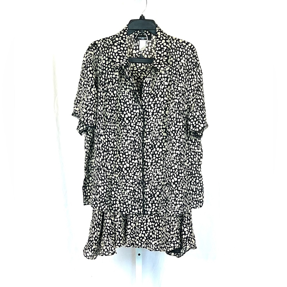 Jones New York Woman tan/black polka dot, 100% Silk, 2-piece skirt set 24W 912